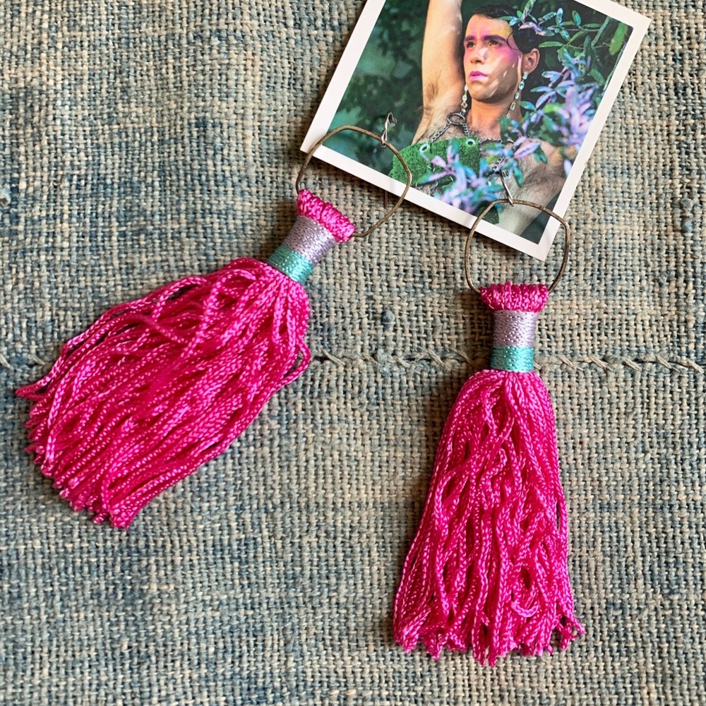 Pink Fringe Earrings
